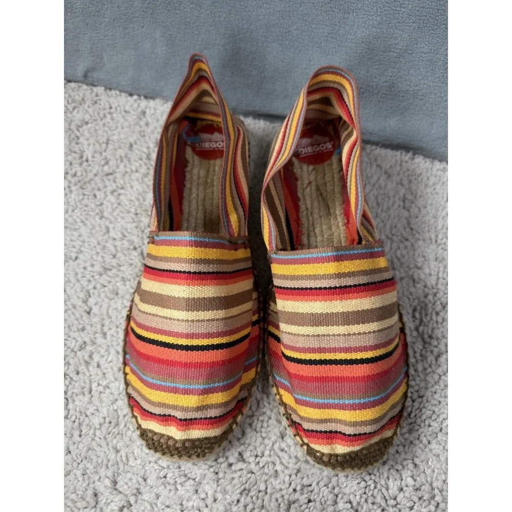 Diego's Authentic Red Striped Espadrilles Shoes Made In Spain Size 41/8‎ Boho